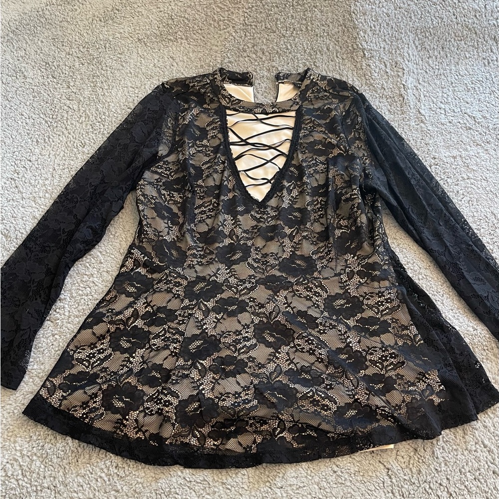 Torrid Black Lace Overlay Top